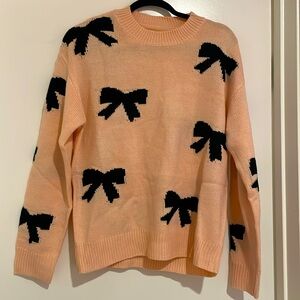 ❕SOLD❕Pink Sweater with Black Bows - NWOT
